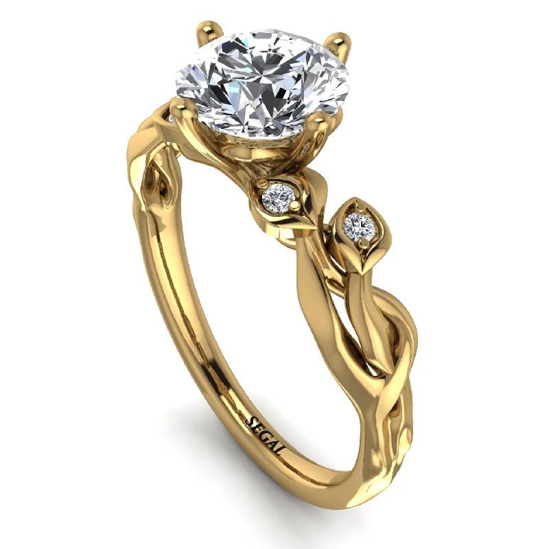 Classic Engagement Ring for Women-14K Gold Radiant Diamond Flower Harmony Ring - Autumn No. 1