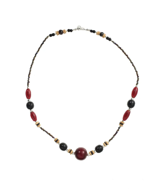 Trendy Gemstone Necklace-Red Amber, Bone & Horn Necklace