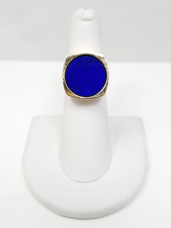 Beautiful Gold Wedding Ring for Her-Vintage 14k Yellow Gold Lapis Ring