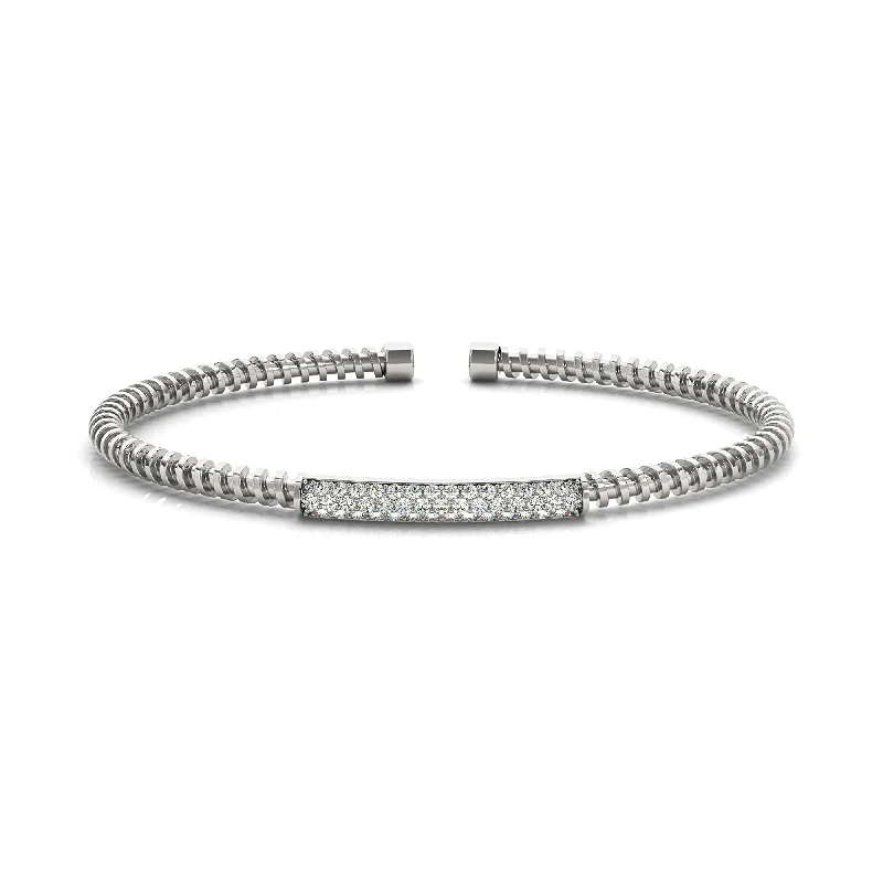 Custom Wedding Bangles for Bride-to-be-Screw Design 0.50 ctw Round Diamond Cuff Bangle Bracelet