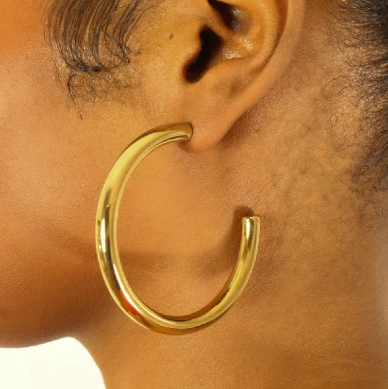 Timeless Earrings for Special Occasions-Kamari (18CT gold plated) stainless steel hoop earrings