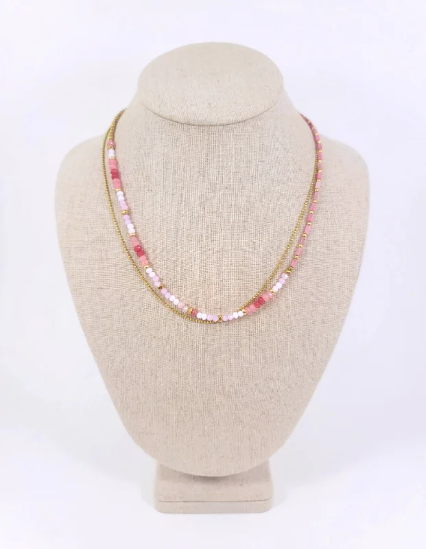 Stylish Necklace for Daily Wear-Pink Bejeweled Necklace