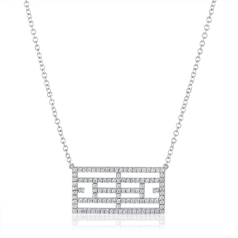 Unique Necklace for Gifts-14kt White Gold Diamond Calling the Lines Tennis Necklace