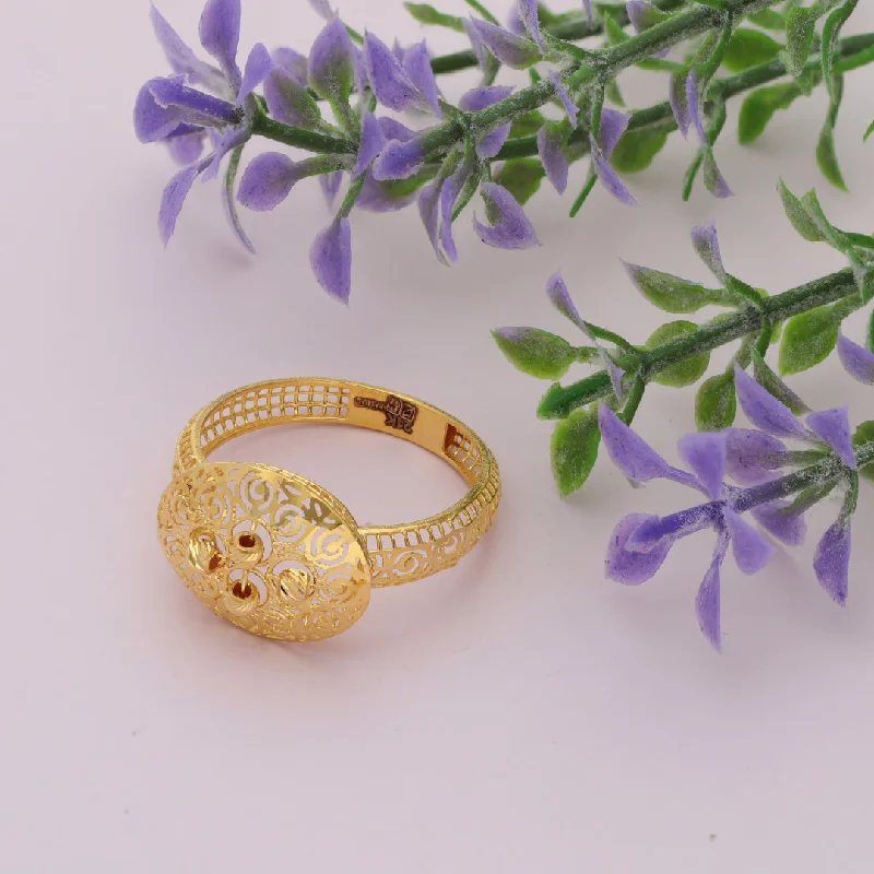 Luxury Ring with Gold and Diamonds-Gold Round Spiral Design Ring 21KT - FKJRN21KM9683