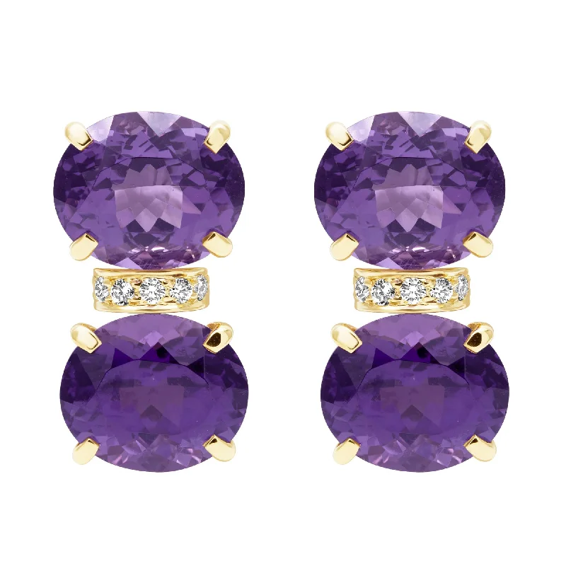 Statement Earrings for Bold Looks-Earrings - Amethyst And Diamond In 18k Gold