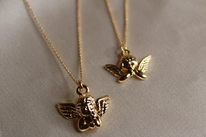 Gold Necklace with Initials-Angel Face