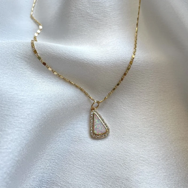 Classic Necklace for Women-White Opal Teardrop Pendant Necklace