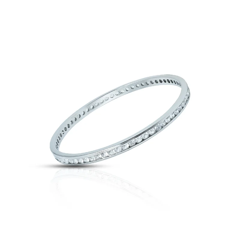 Adjustable Bangles for Wedding Day-Silver Designer Bangles with Multiple White Stones