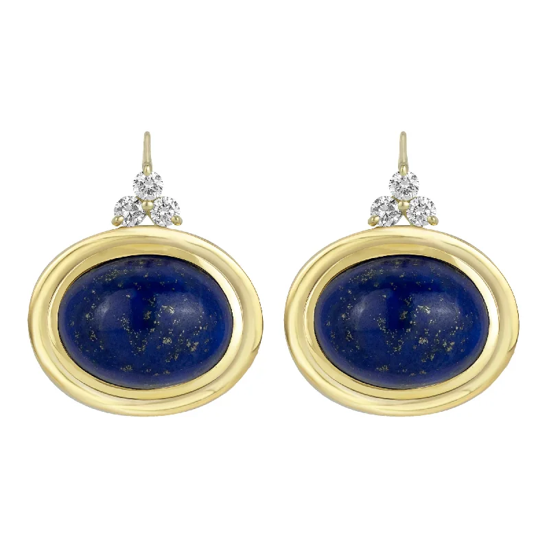 Beautiful Drop Earrings for Evening Style-Earrings - Lapis Lazulli And Diamond