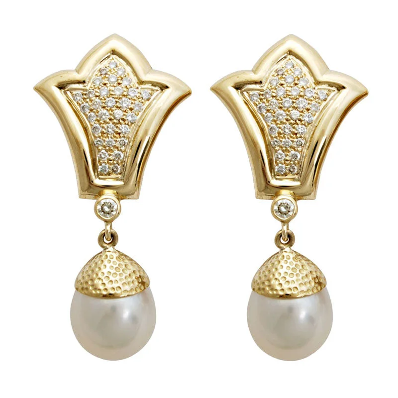 Elegant Stud Earrings for Casual Wear-Earrings- Pearl And Diamond