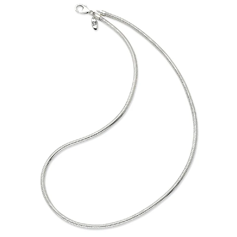 Dainty Necklace for Everyday Looks-20 Inch Artisan Snake 3mm Necklace for Charms in Silver for 4mm Charms