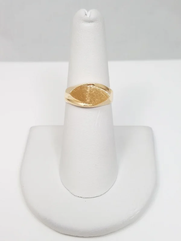 Handmade Gold Ring for Gifts-New! Abstract 18k Solid Yellow Gold Signet Ring