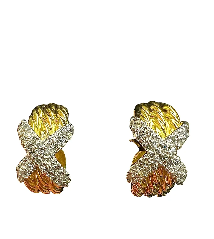 Fun Earrings for Day to Day Wear-David Yurman Diamond Yellow Gold Hoop Earrings