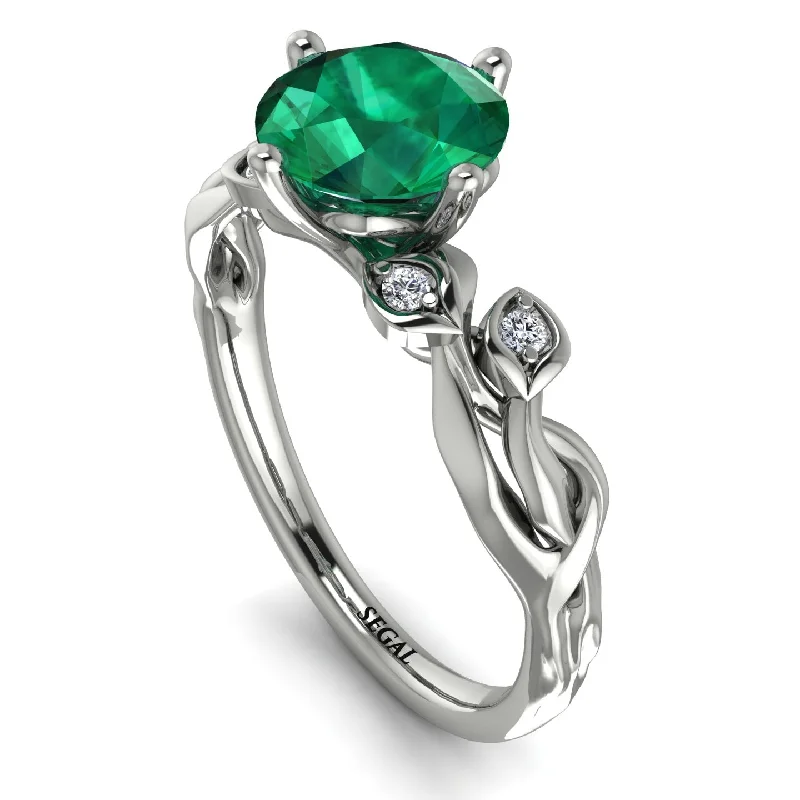 Elegant Diamond Ring for Engagement-14K Gold Radiant Emerald Flower Harmony Ring - Autumn No. 6