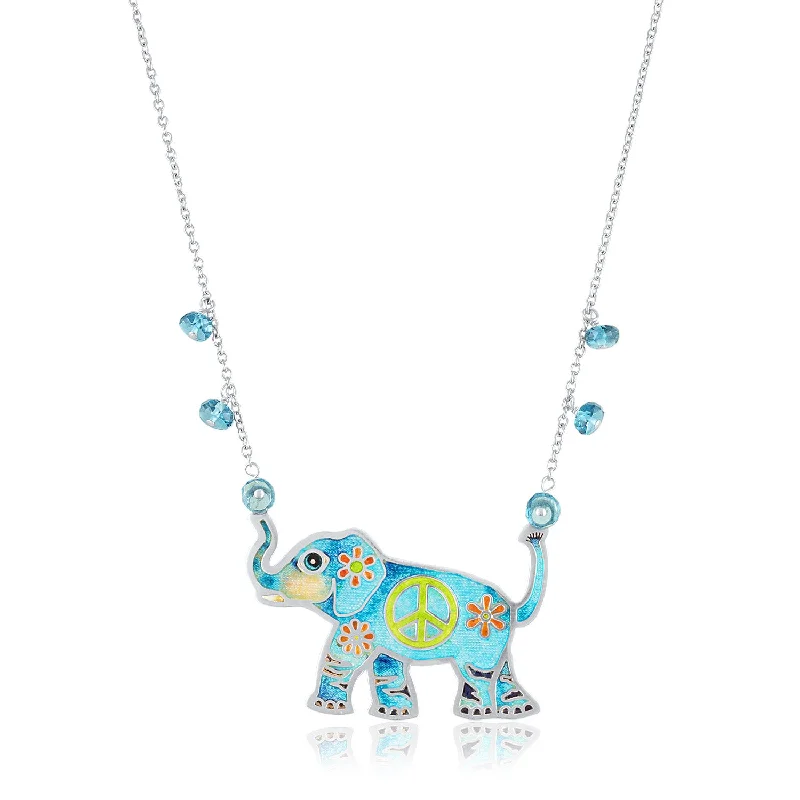 Gold Necklace for Women-Enamel Limited Edition Hippy Yippy Elephant Necklace