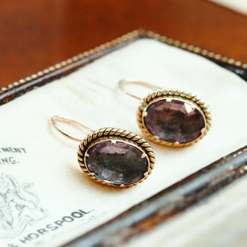 Minimalist Earrings for Daily Wear-Precious Little Antique Foiled Amethyst Earrings