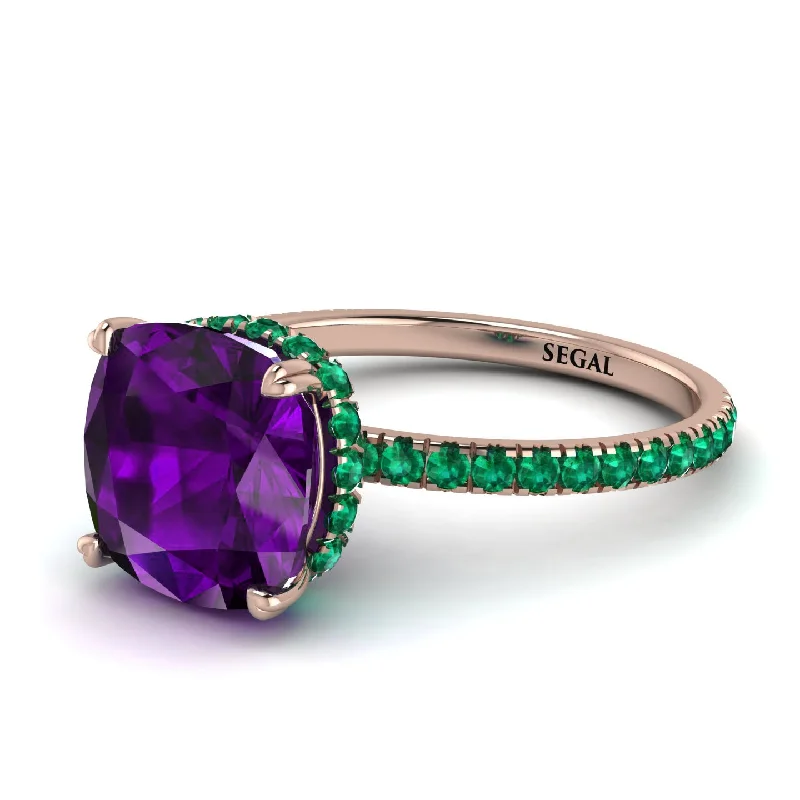 Designer Wedding Band for Women-Cushion Hidden Amethyst Ring - Nova No. 305