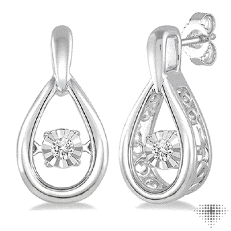 Handcrafted Gemstone Earrings-1/20 Ctw Round Cut Diamond Emotion Earrings in Sterling Silver