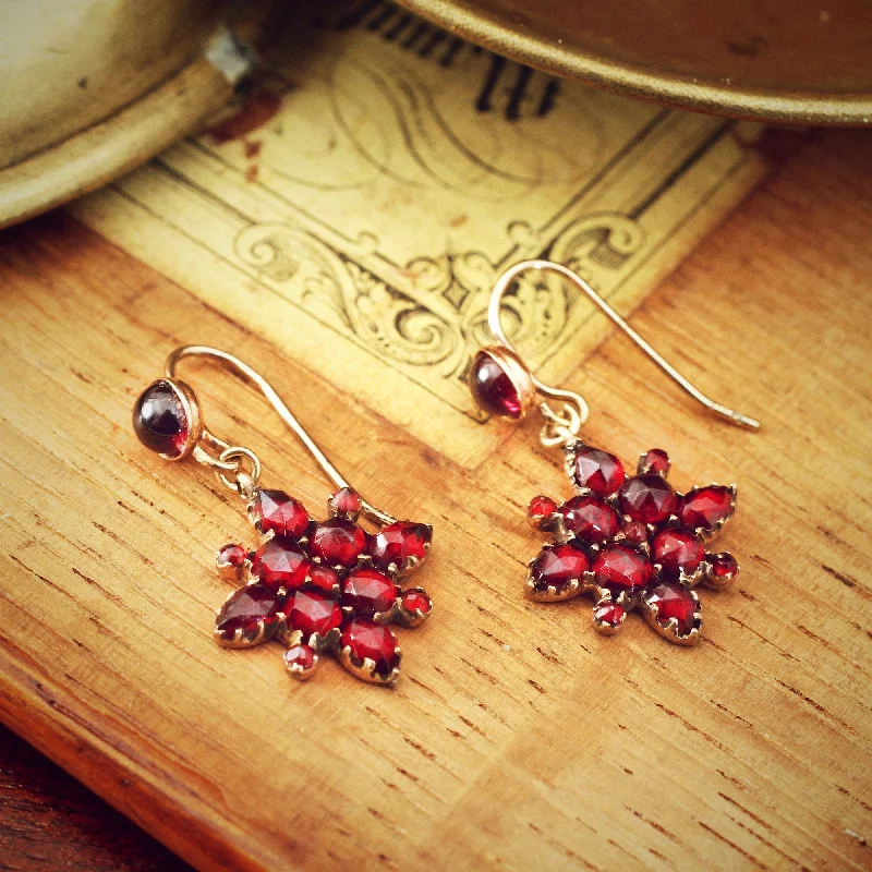 Bohemian Earrings for Fashion Lovers-Darling Vintage Bohemian Garnet Drop Earrings