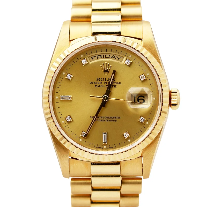 High-End Watches for Corporate Gifting-RSC Rolex Day-Date President CHAMPAGNE DIAMOND 18k Gold 36mm 18238 Watch BOX