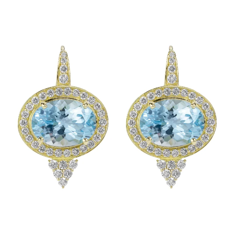 Handmade Earrings for Gifts-Earrings - Blue Topaz And Diamond