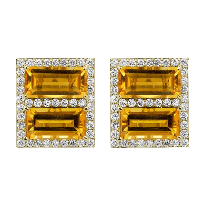 Classic Earrings for Every Occasion-Earrings - Citrine And Diamond