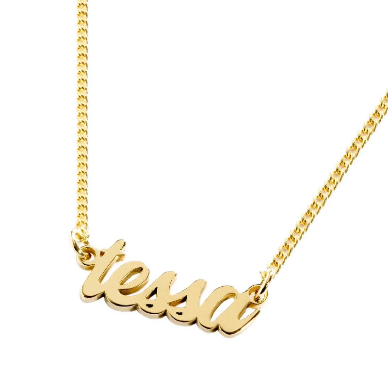 Designer Necklace for Fashion Lovers-Lowercase Script Nameplate