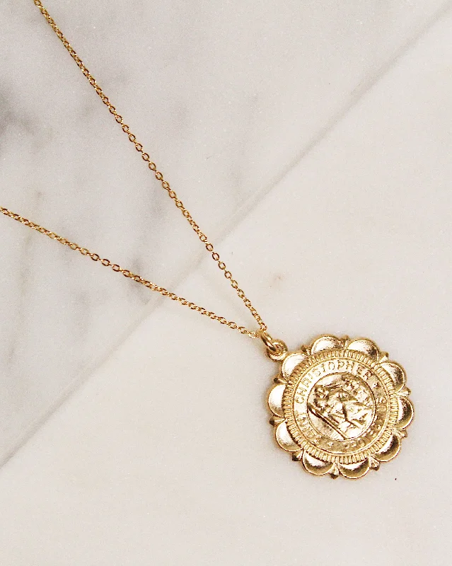 Layered Gold Necklace for Trendy Look-14k Gf Saint Christopher Necklace