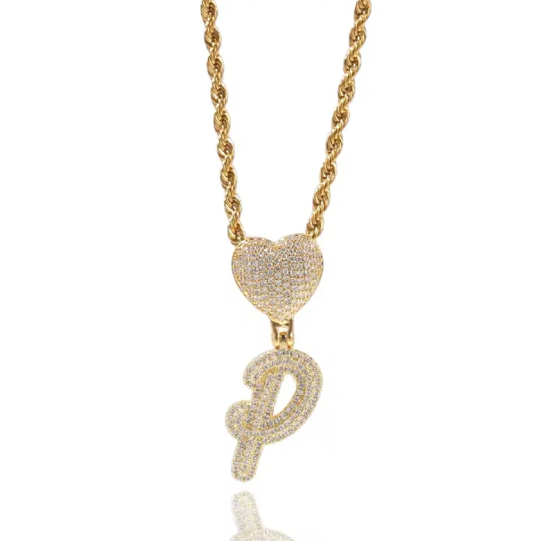 Layered Silver Necklace for Trendy Look-Luxe Heart Initial Necklace