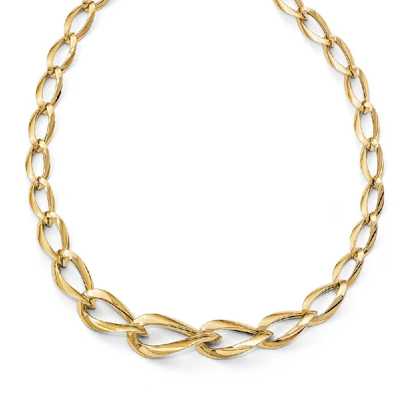 Charm Necklace for Casual Wear-14k Yellow Gold Graduated Fancy Twisted Link Necklace, 17.5 Inch