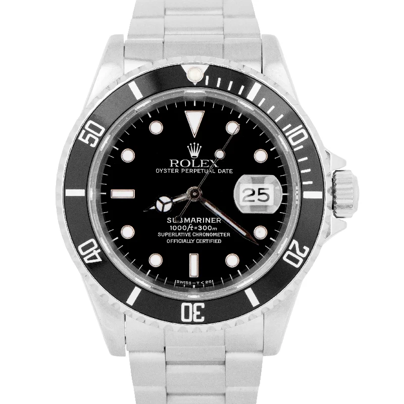 Trendy Watches for Women with Gemstones-Rolex Submariner Date Black Stainless Steel Automatic Oyster Watch 16610