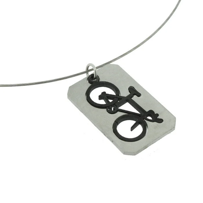 Crystal Pendant Necklace for Special Occasions-Bicycle Dog Tag Necklace - Wholesale