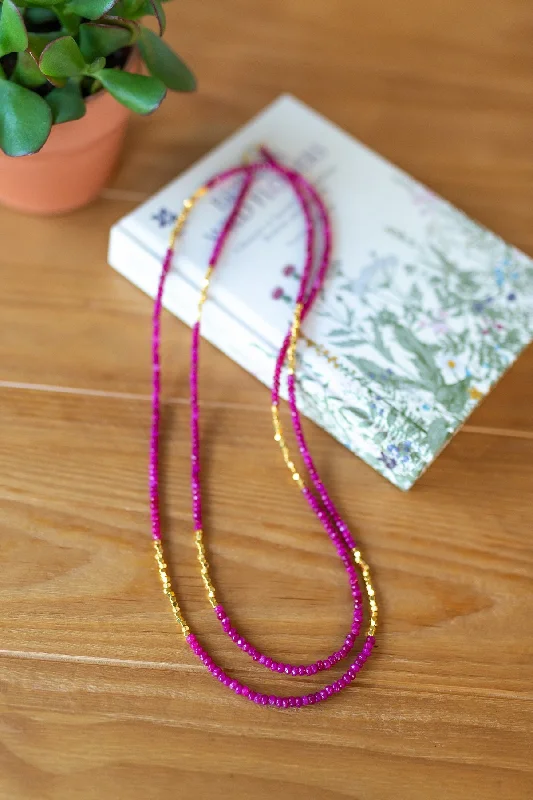 Boho Necklace for Casual Look-Pink Sunrise Necklace