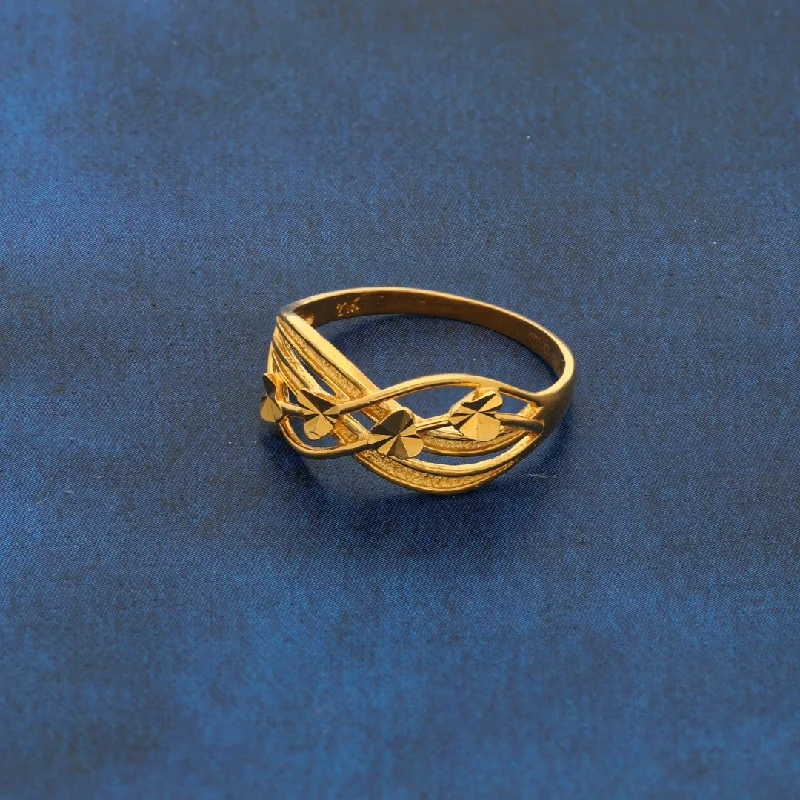 Customizable Gold Ring for Men-Gold Wave Heart Design Ring 21KT - FKJRN21K8860