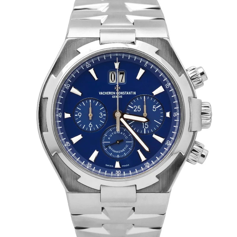 Chronograph Watches for Precision Timekeeping-Vacheron Constantin Overseas BLUE 42mm Stainless Steel 49150 PAPERS Watch B+P