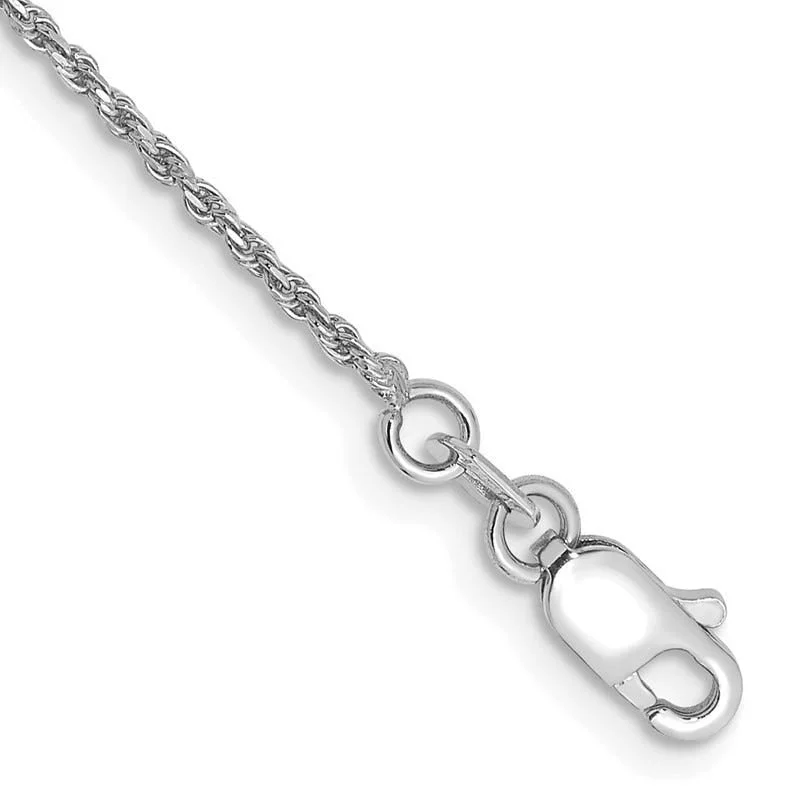 Simple Chain Bracelet for Men-14K White Gold 8 inch 1.15mm Diamond-cut Machine Made Rope with Lobster Clasp Chain Bracelet Chain Bracelet