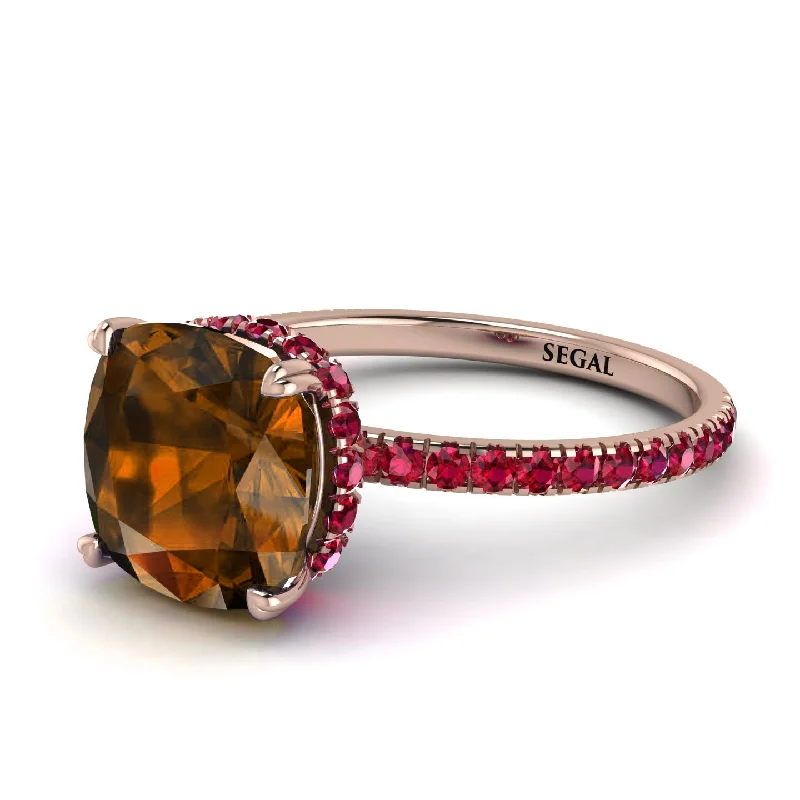 Simple Gemstone Ring for Fashion-Cushion Hidden Brown Diamond Ring - Nova No. 1111