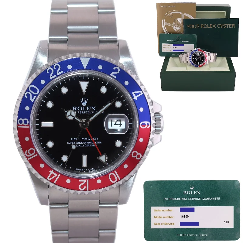 Smart Watches with Built-In GPS for Fitness-2014 RSC Service Rolex GMT-Master Pepsi Blue Red Steel 16700 Watch Oyster Box