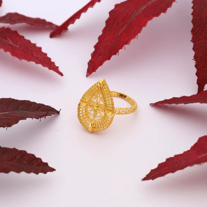 Classic Gold Ring for Men-Gold Intricate Ring 21KT - FKJRN21KM10024