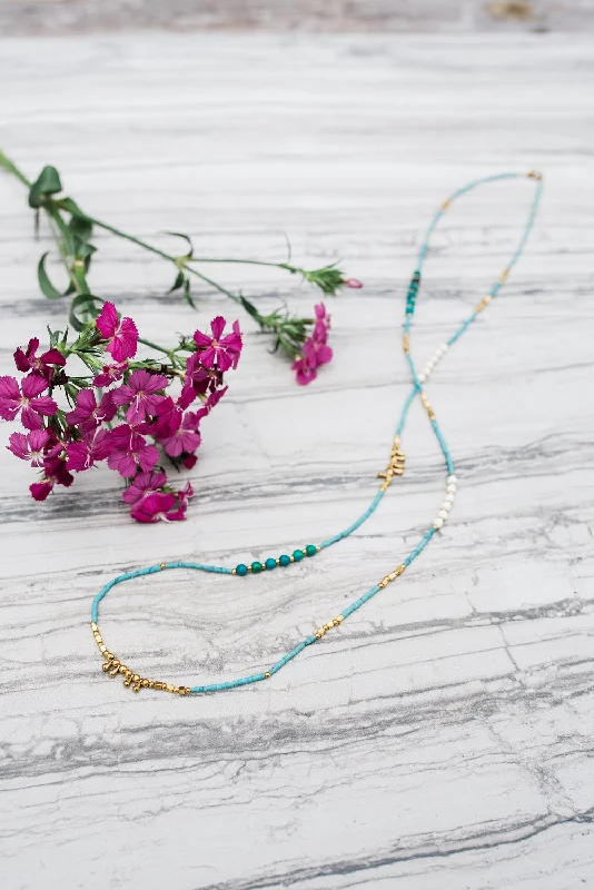 Elegant Pendant Necklace for Weddings-Turquoise Stacking Necklace