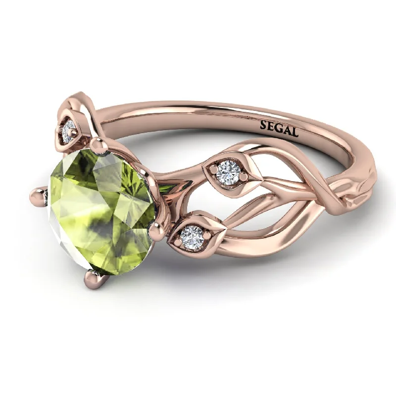 Customizable Gold Ring for Men-Peridot Blossom 14K Golden Nature Inspired Engagement Ring - Haley No. 702