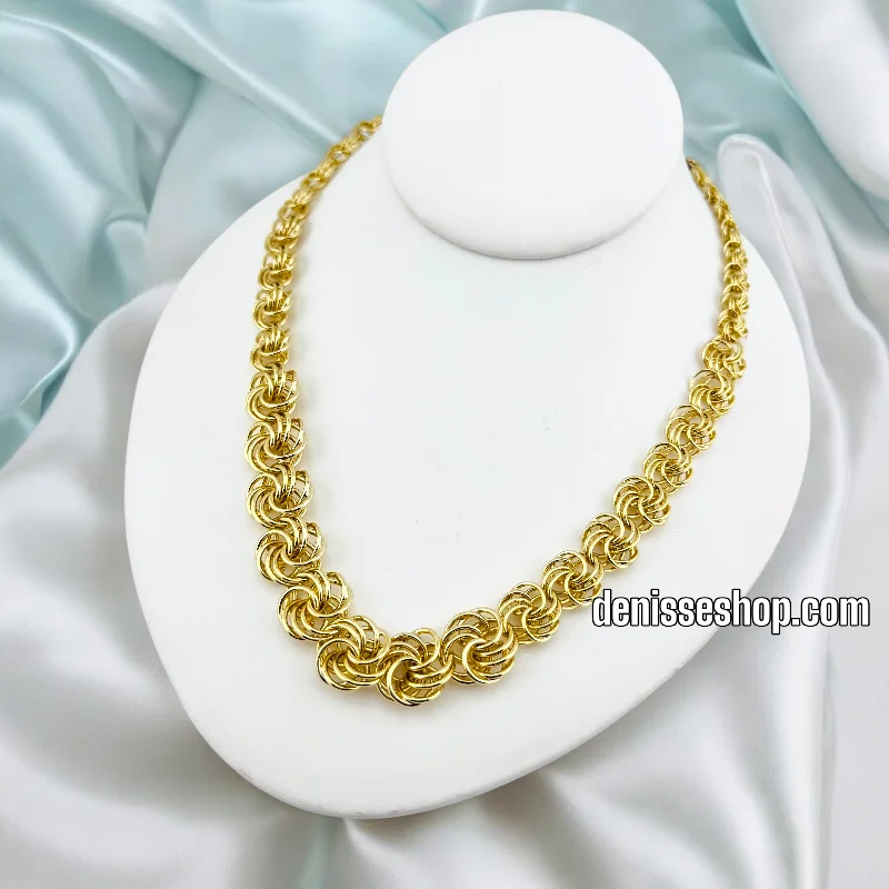 Modern Necklace for Evening Outfits-14K DOUBLE SPIRAL NECKLACE N218