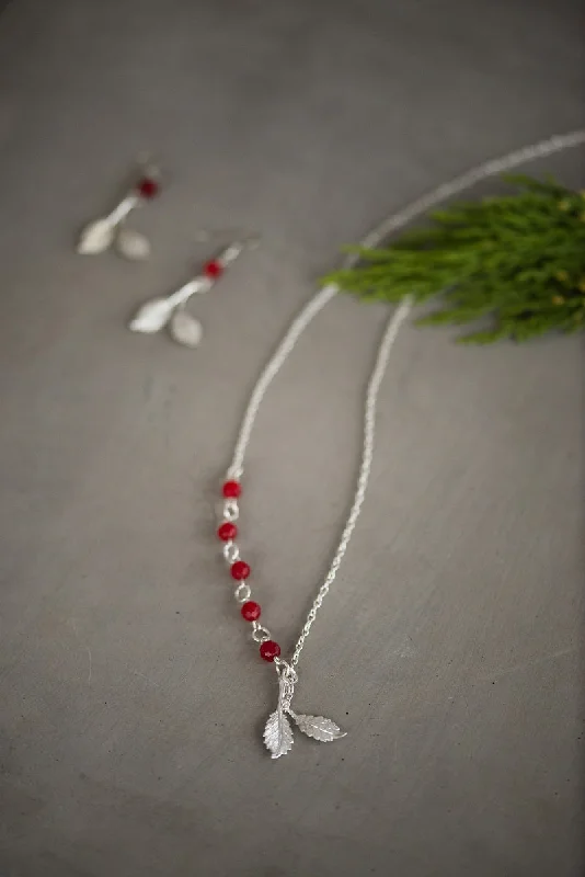 Chain Necklace for Men-Red Leaf Necklace