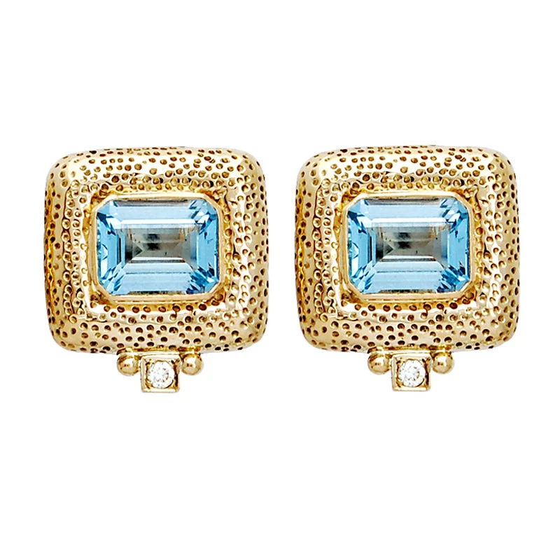 Classic Pearl Earrings for Brides-Earrings- Aquamarine And Diamond