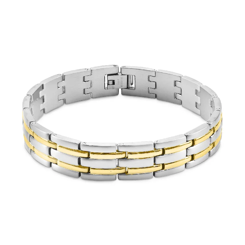 Statement Gemstone Bracelet for Special Events-Stainless Steel & Gold PVD Coated Bracelet / BRJ2190