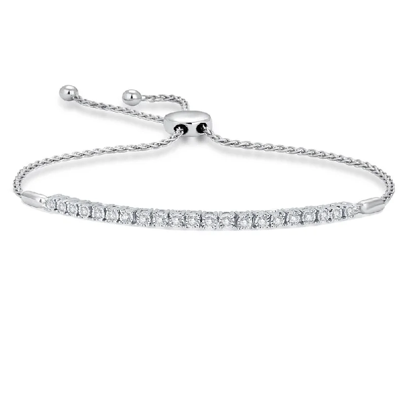 Crystal Bracelets for Casual Wear-10K White Gold 1/2 Ct.Wt. Diamond Bracelet