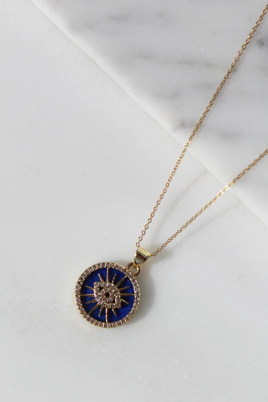 Simple Chain Necklace for Day-to-Day Look-Lapis Lazuli Eye Necklace