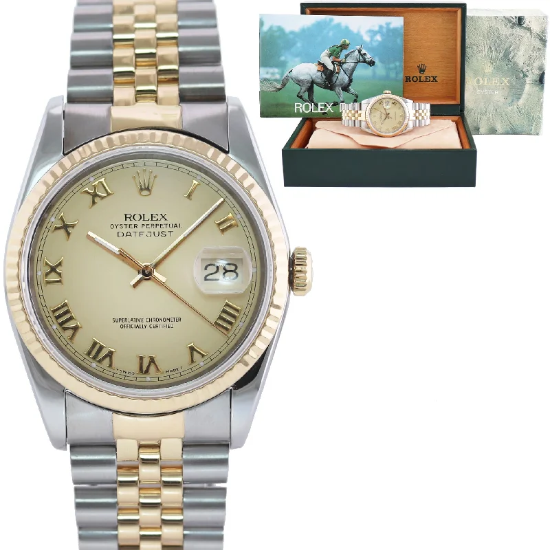 Designer Watches with Stainless Steel Bracelet-DIAMOND BEZEL Rolex DateJust 16233 Two-Tone 18K Yellow Gold MOP Jubilee Watch