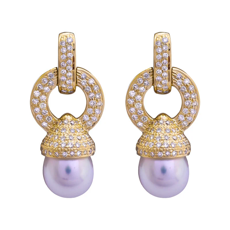 Unique Earrings for Special Occasions-Earrings- South Sea Pearl and Diamond