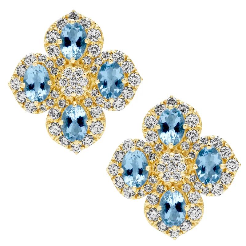 Glamorous Earrings for Night Life-Earrings - Aquamarine And Diamond